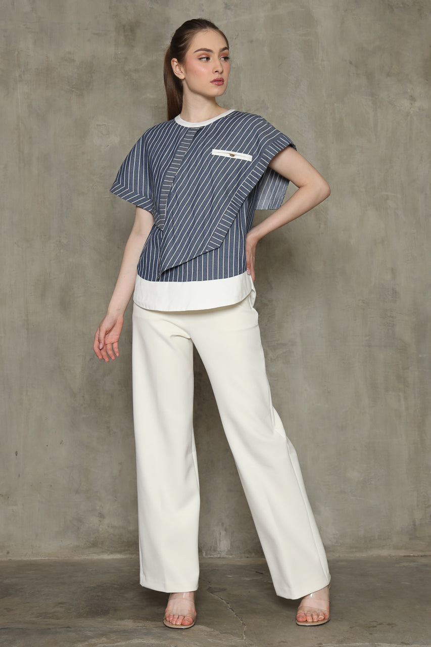 Bloom Kemeja Denim Salur/Celana DT Kantong Putih