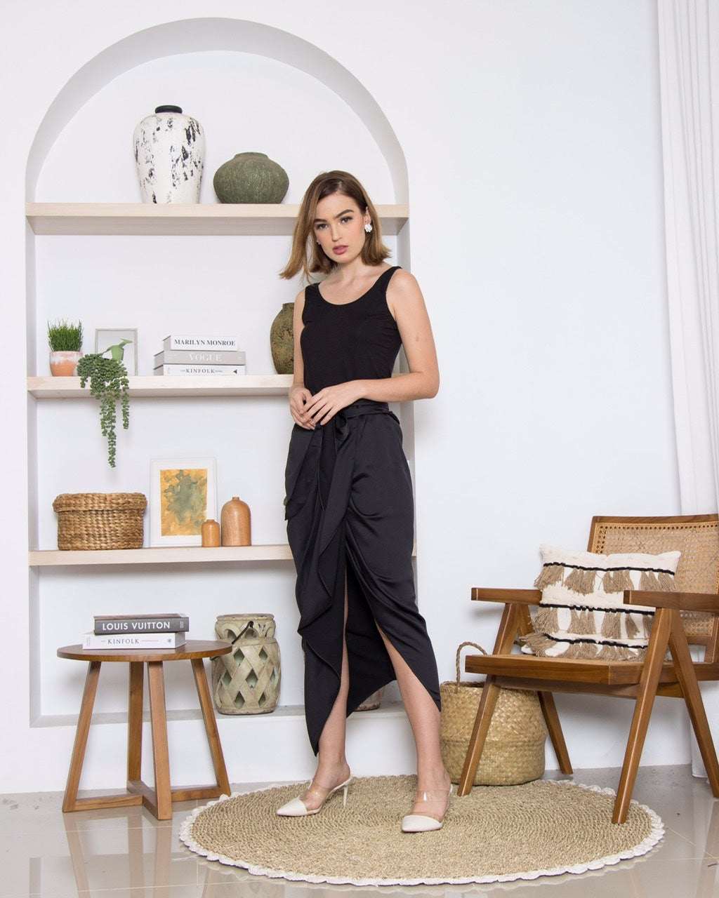 Rok Pleats Tali Saten Crepe