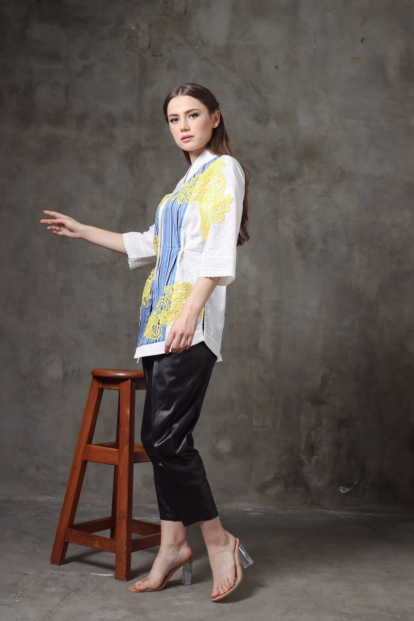 Kemeja Bordir Renda Kuning