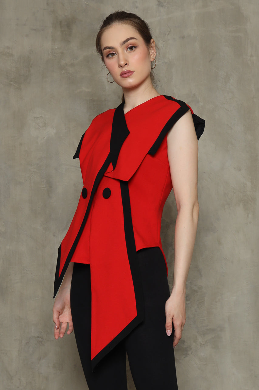 Bloom et Champs Tuxedo Top in Red/Black
