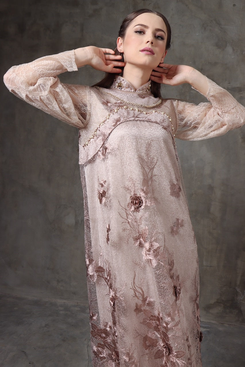 Dress Tile Lengan Panjang Payet