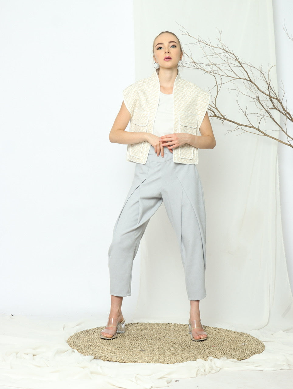 Bloom et Champs Outer Kaku Kantong Geometric Krem