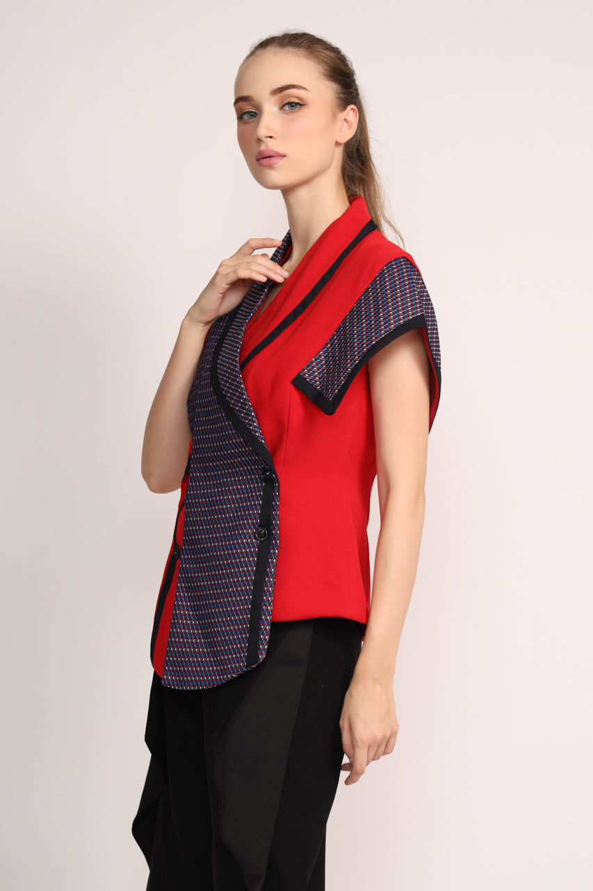 Bloom Blazer Checkered Merah