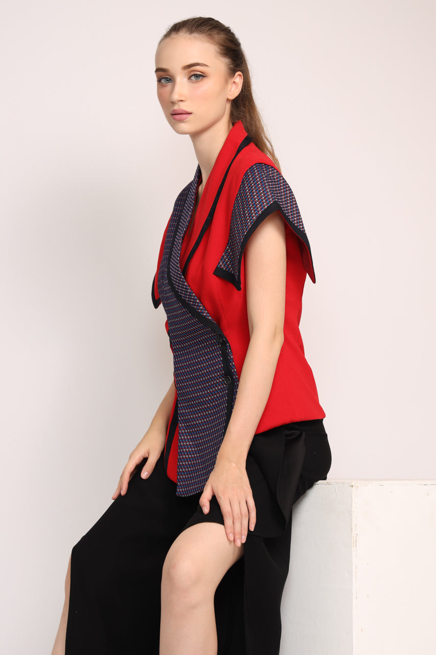 Bloom Blazer Checkered Merah