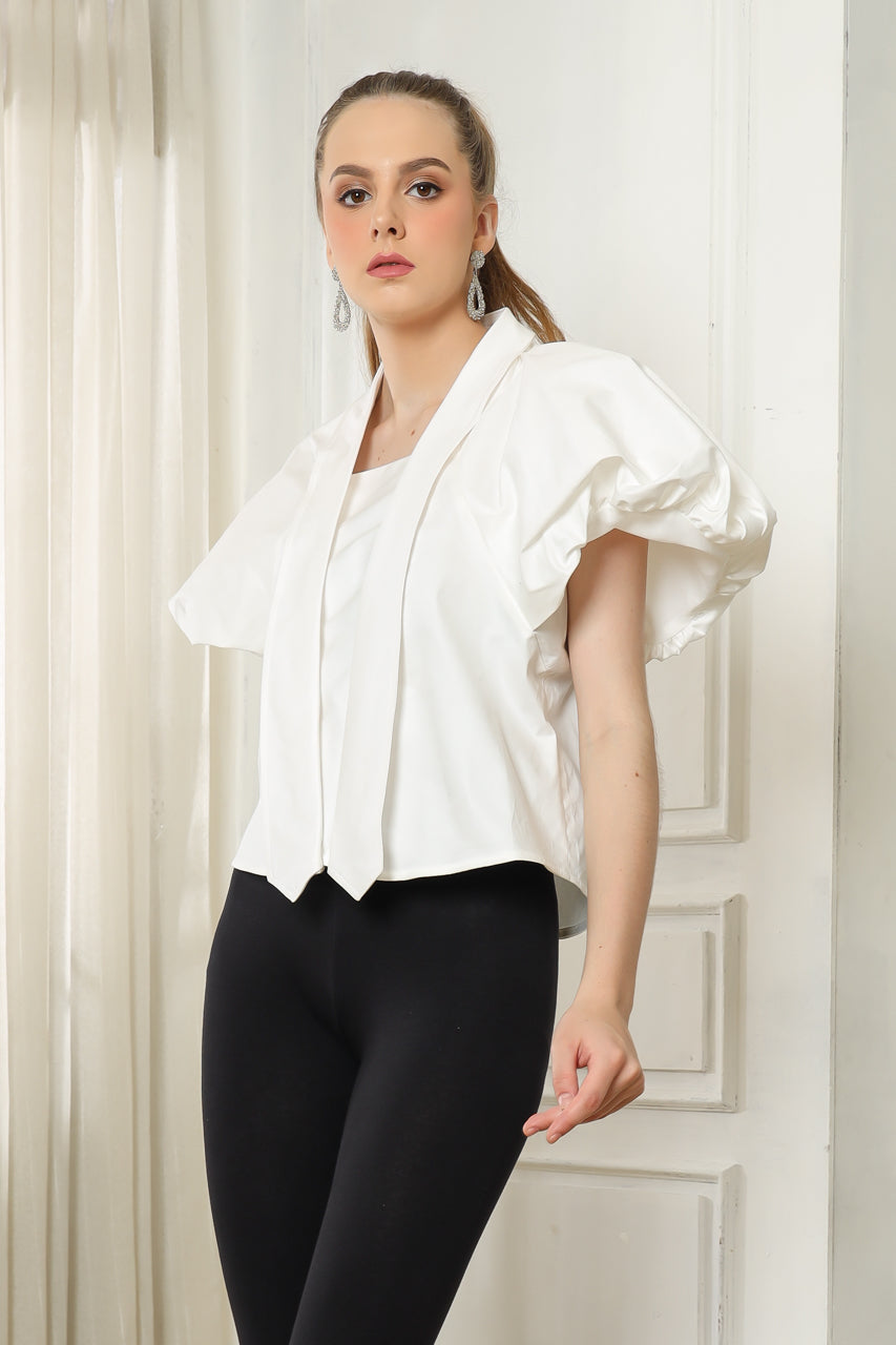 Bloom et Champs Kemeja Katun Lengan Balon