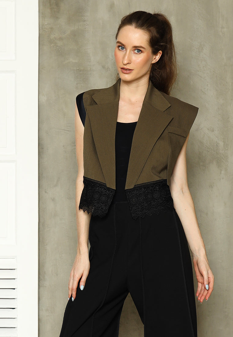 Bloom et Champs Vest Crop Olive