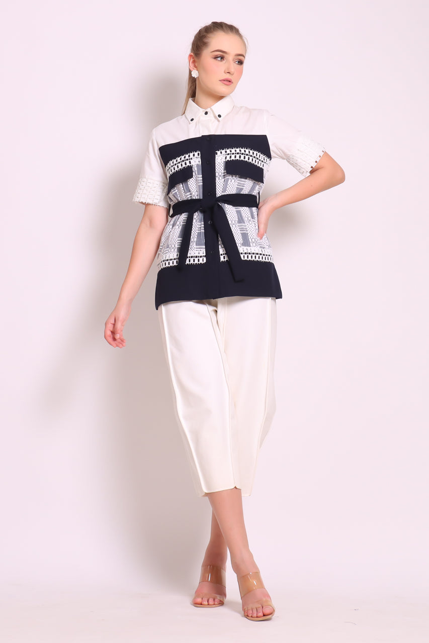 Kemeja AK Organza Monochrome Kotak