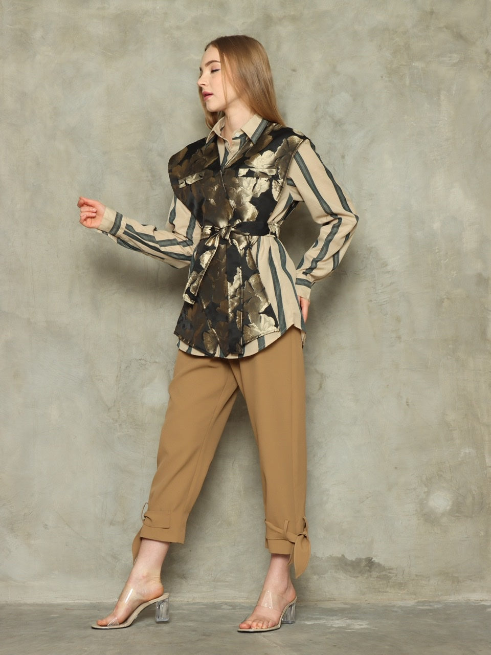 Kemeja Vest Jacquard Bunga