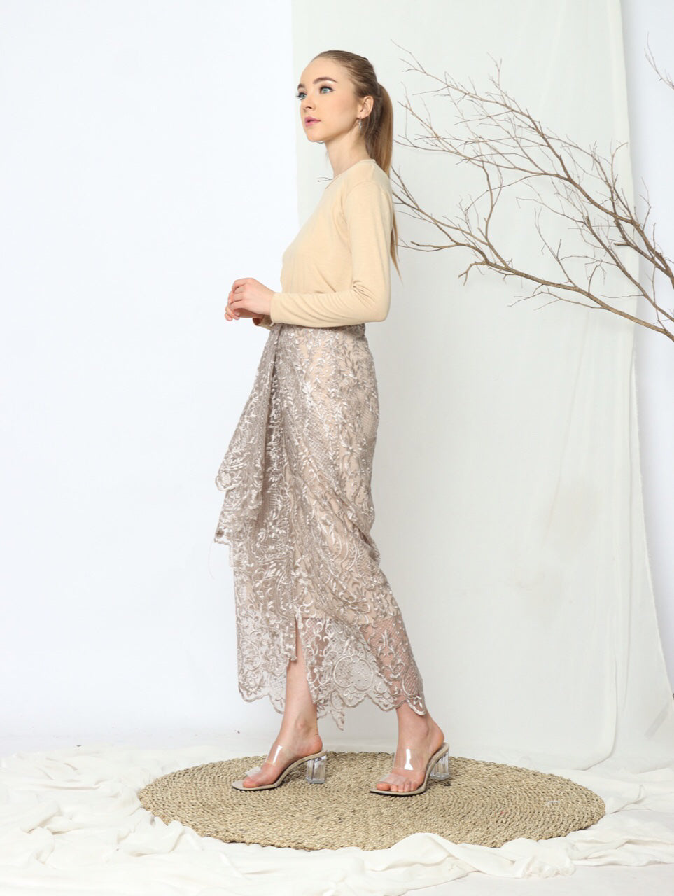 Rok Renda Tile Nude