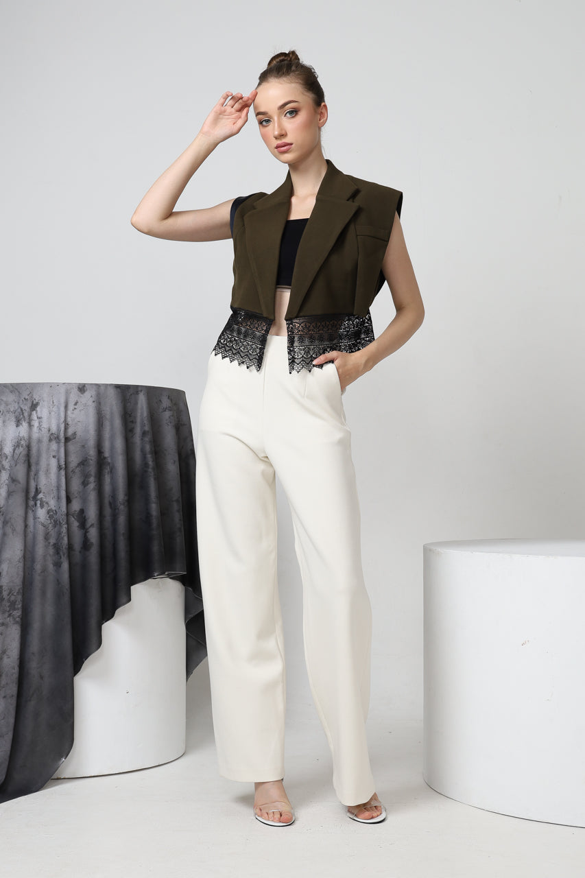 Bloom Et Champs Vest Crop Olive/Celana DT