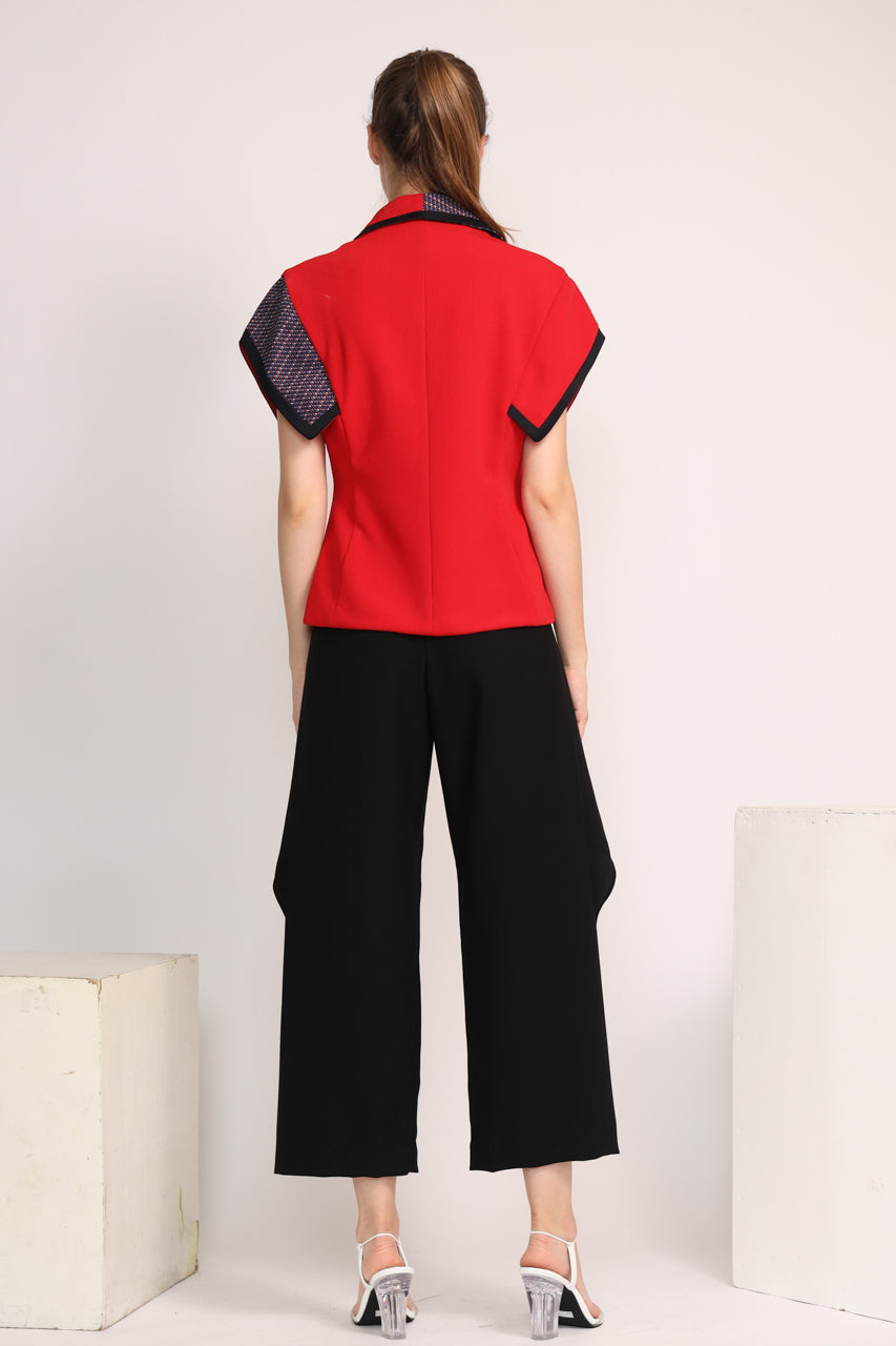 Bloom Blazer Checkered Merah