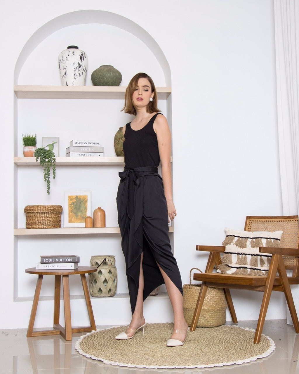 Rok Pleats Tali Saten Crepe