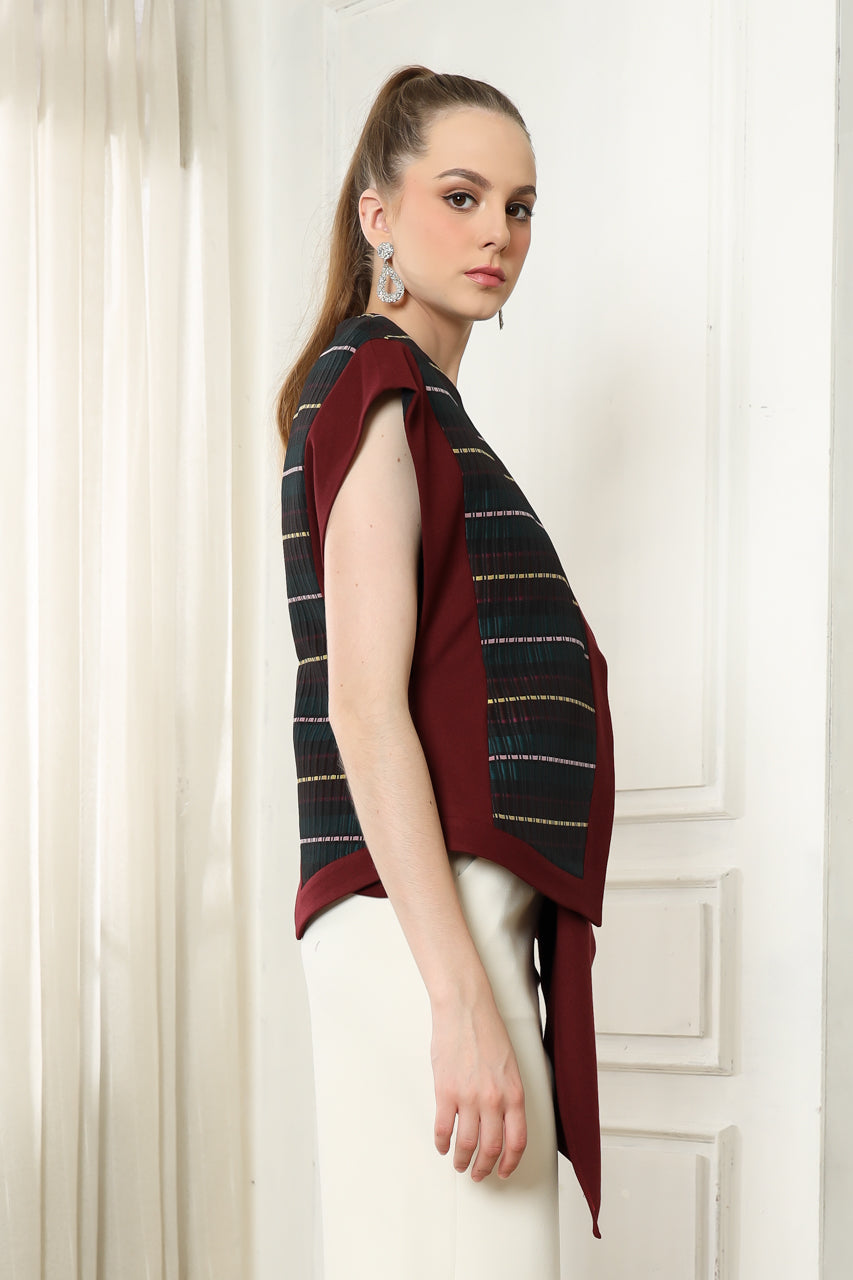 Bloom et Champs Maroon Jacquard Top
