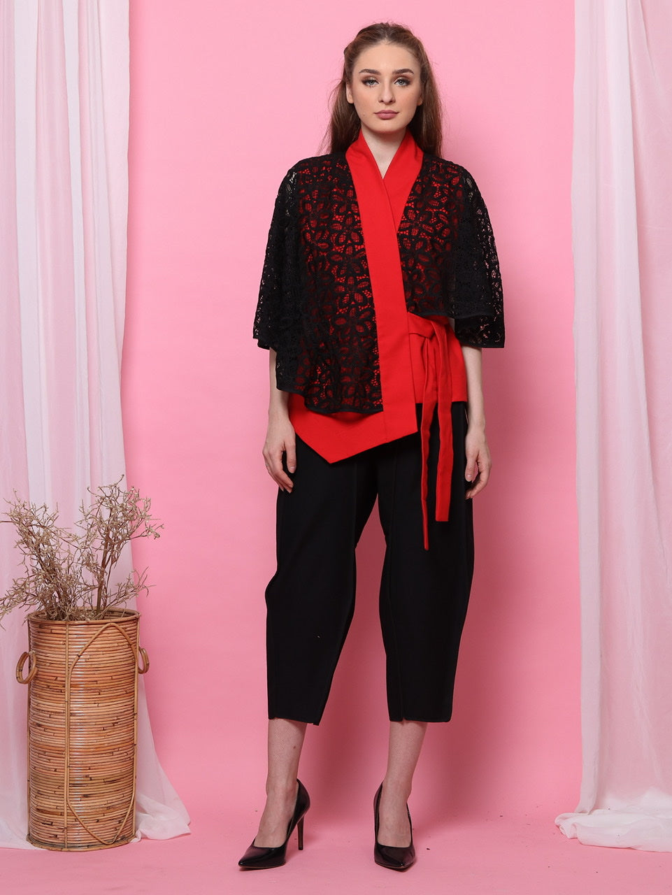 Top Kimono Merah Taslim