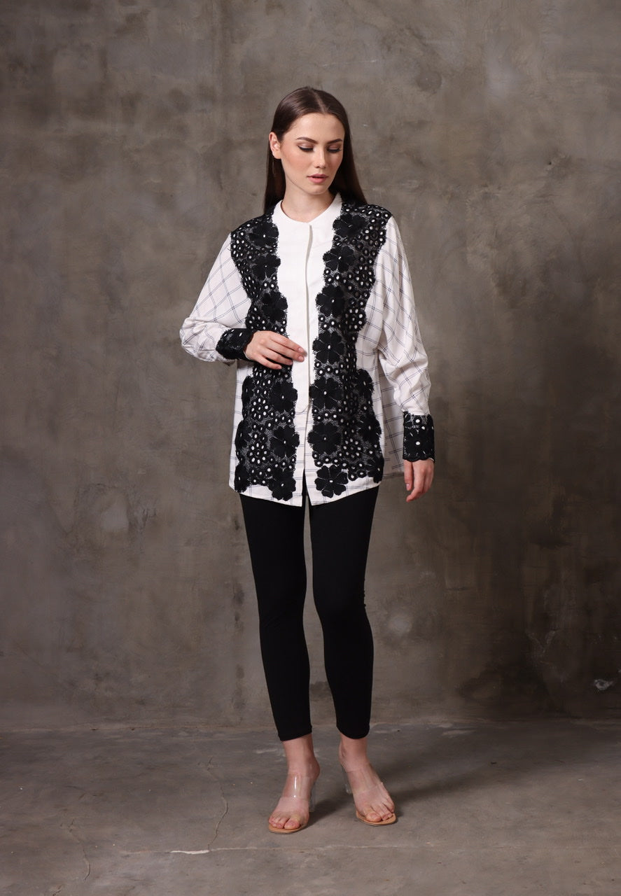 Kemeja Rayon Kotak Brukat