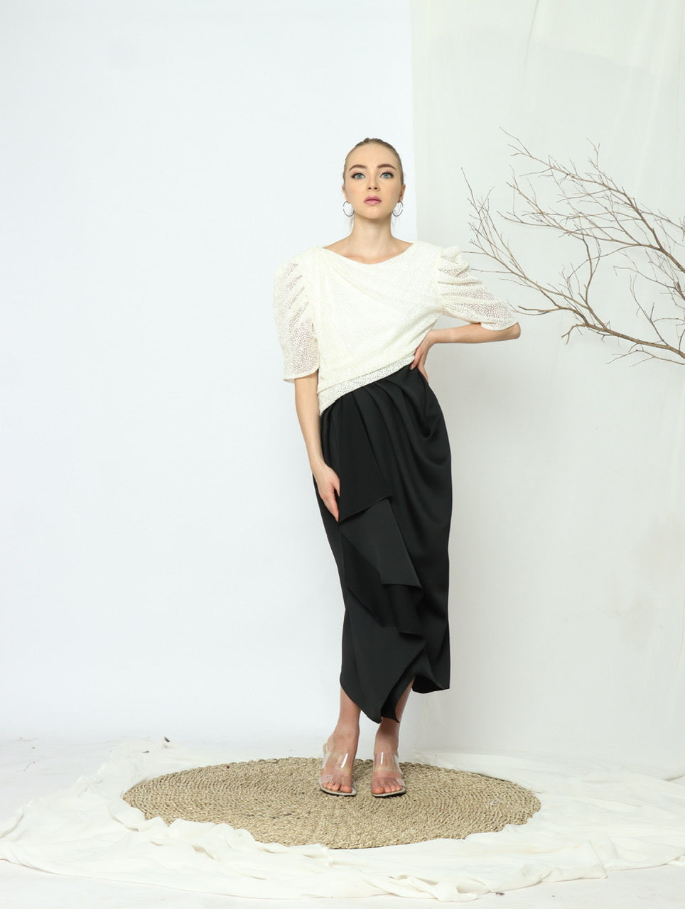 Bloom et Champs Dress Tangan Balon Tule Dot