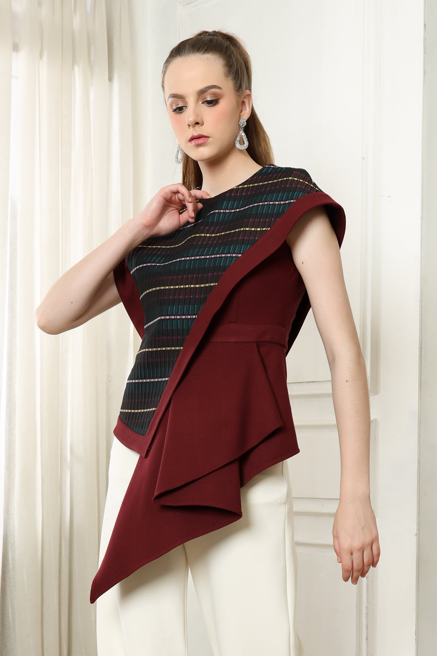 Bloom et Champs Maroon Jacquard Top