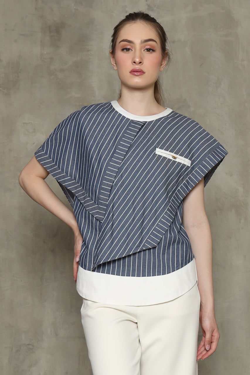 Bloom Kemeja Denim Salur/Celana DT Kantong Putih