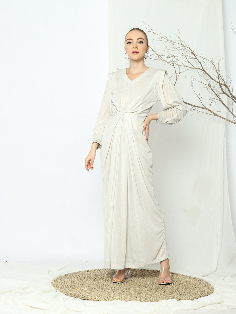Dress Kaftan Silver Pearl