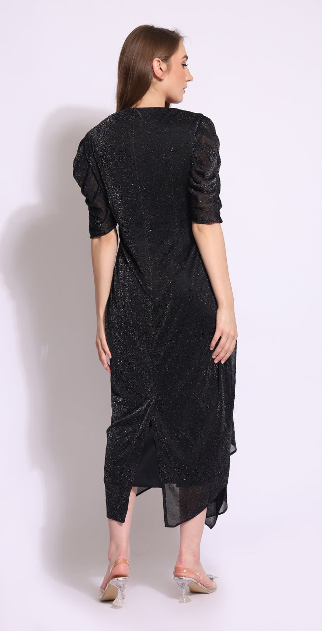 Bloom et Champs Dress Lengan Balon Glitter