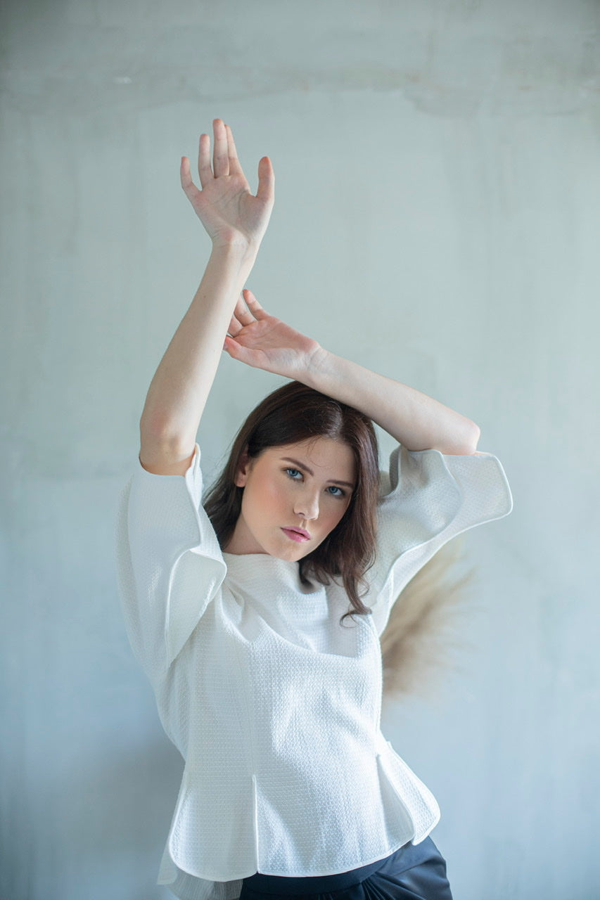 Top Tangan Balon Putih