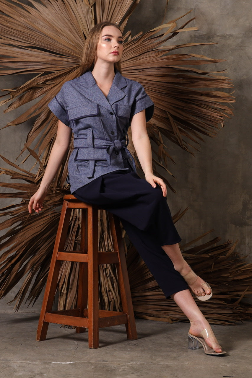 Bloom et Champs Safari Blouse in Sky Blue