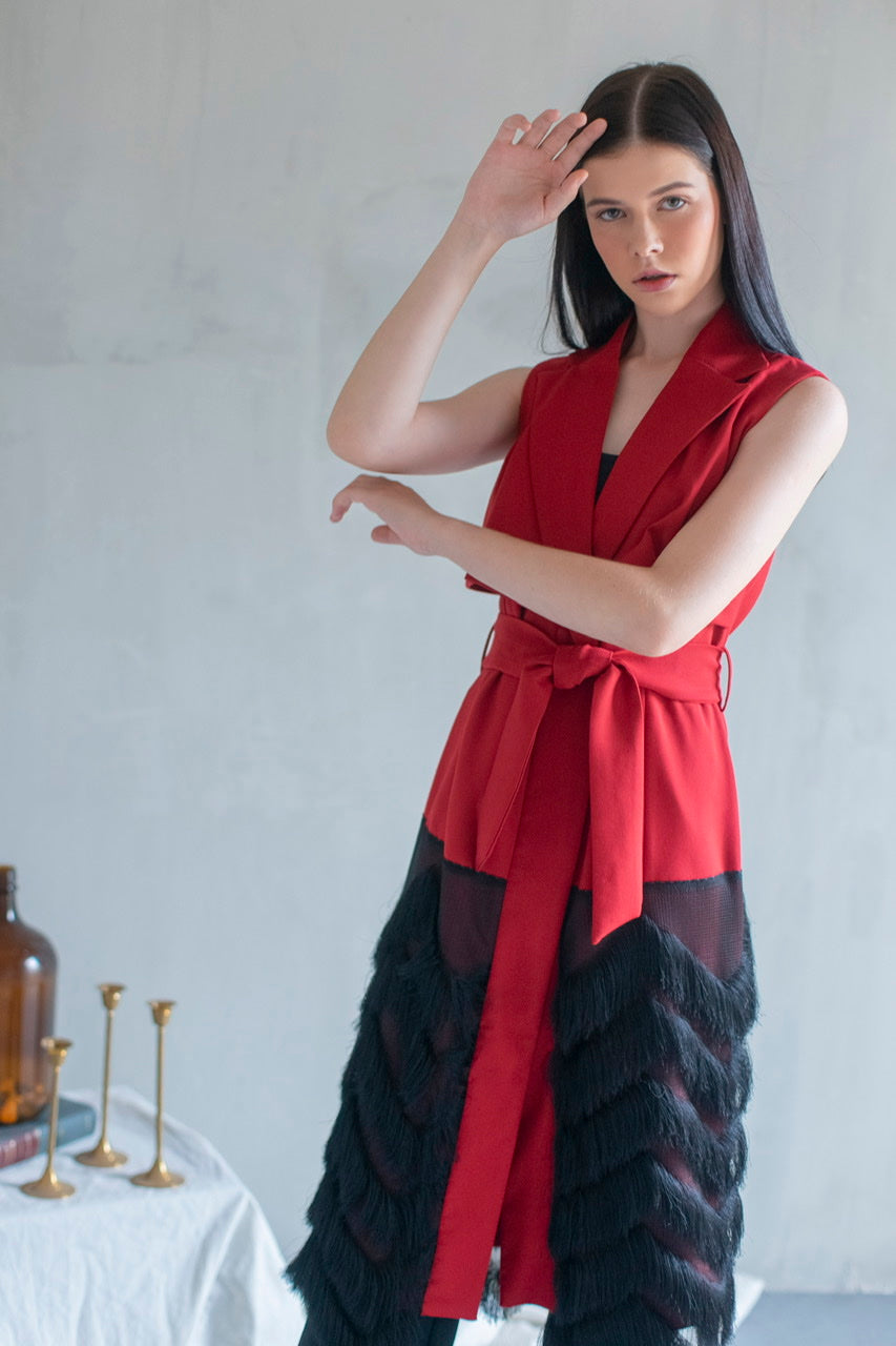 Vest jinjet panjang Merah