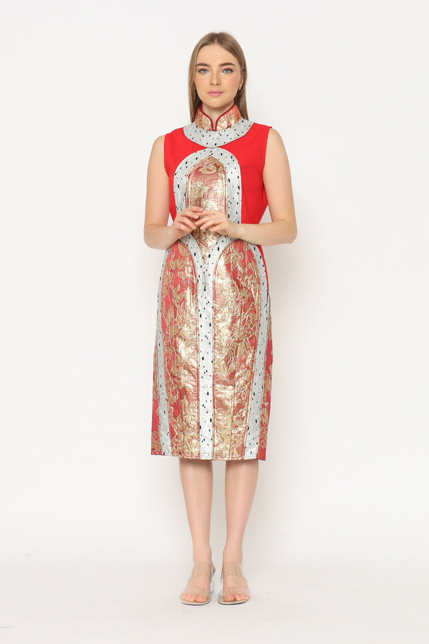Bloom et Champs Dress Qipao Merah Sleeveless