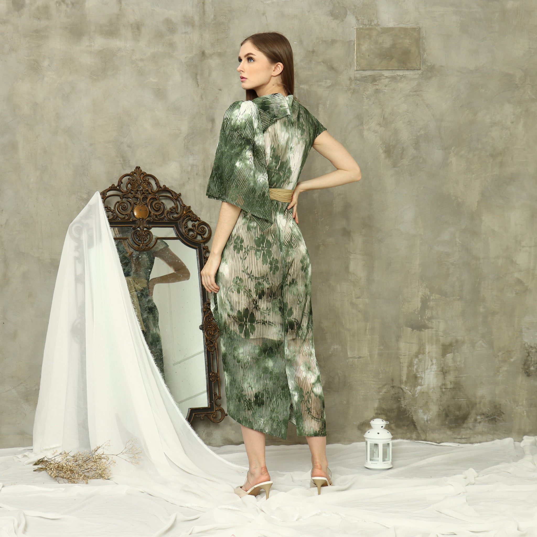 Dress Golden Obi in Green
