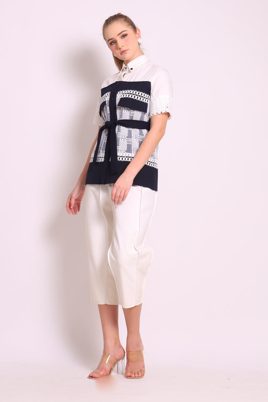 Kemeja AK Organza Monochrome Kotak