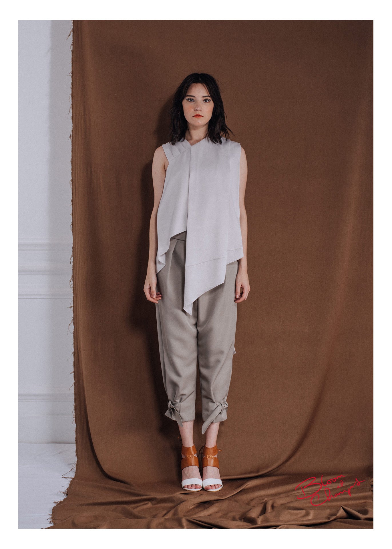 Grey Satin Top