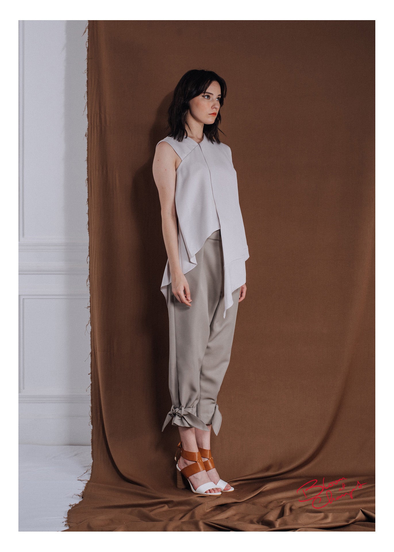 Grey Satin Top