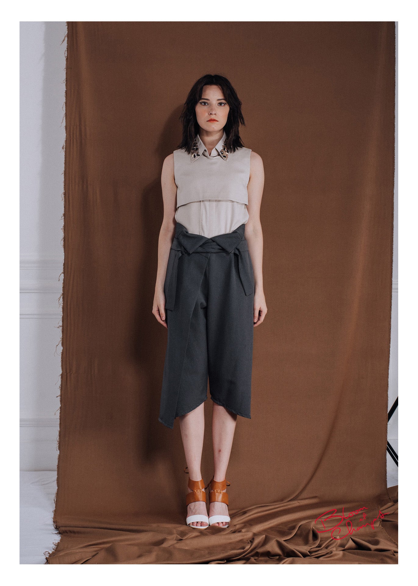 Collar Sequinned Top