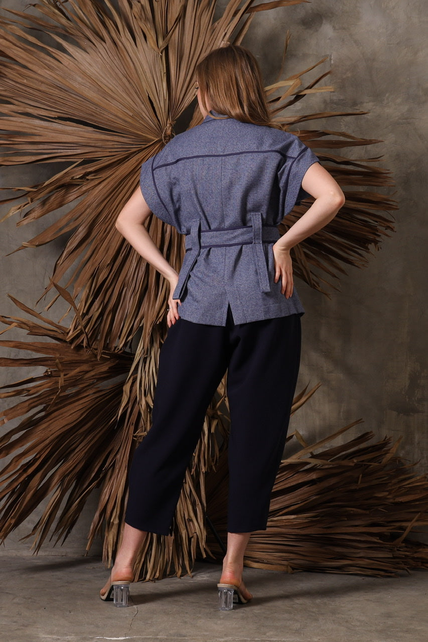 Bloom et Champs Safari Blouse in Sky Blue