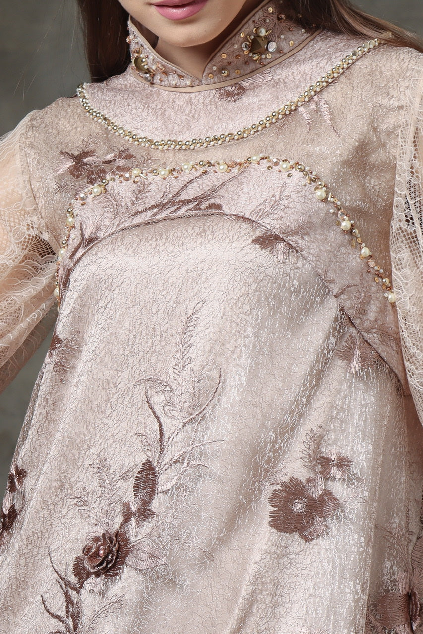 Dress Tile Lengan Panjang Payet