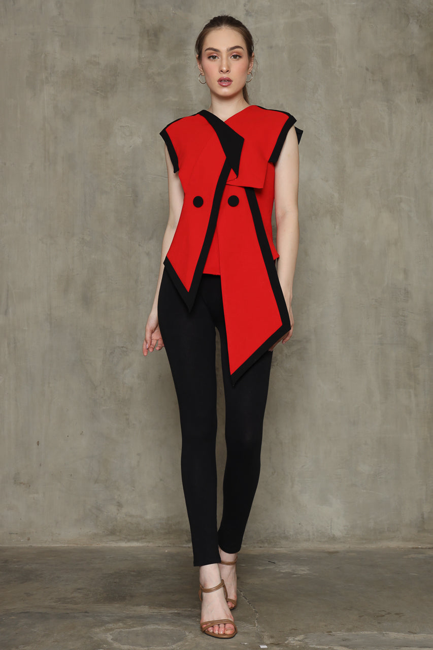 Bloom et Champs Tuxedo Top in Red/Black