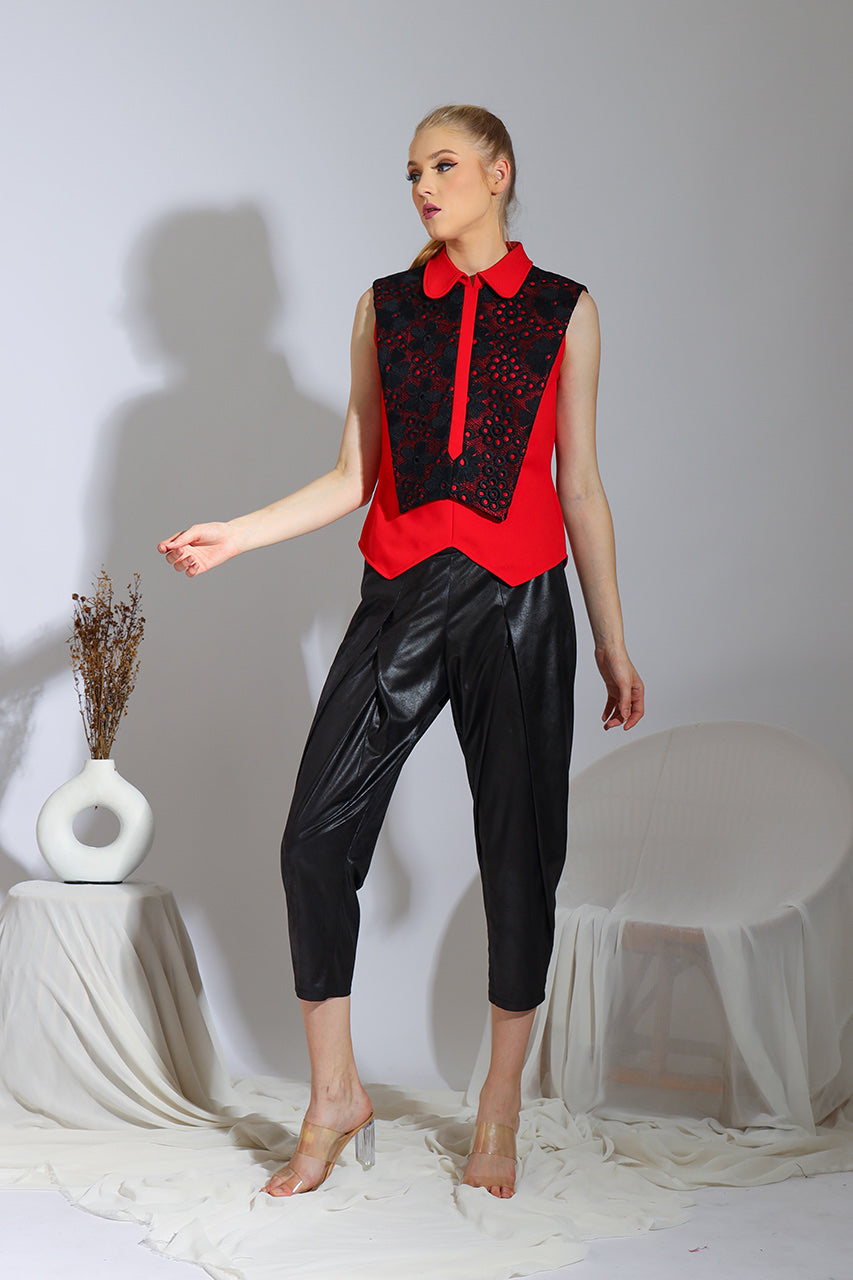 Kemeja Sleeveless Merah