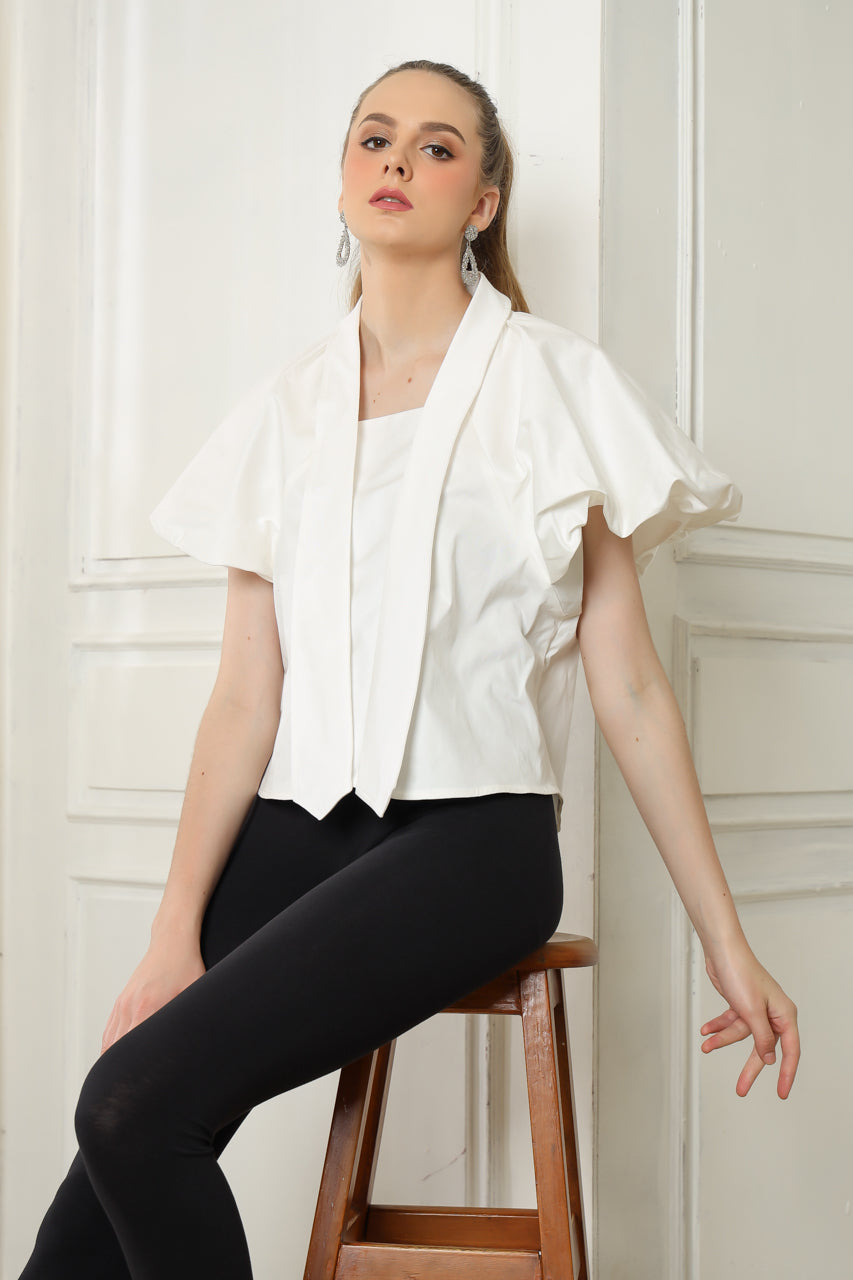 Bloom et Champs Kemeja Katun Lengan Balon