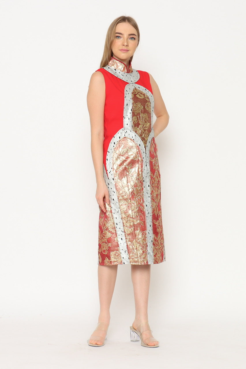 Bloom et Champs Dress Qipao Merah Sleeveless
