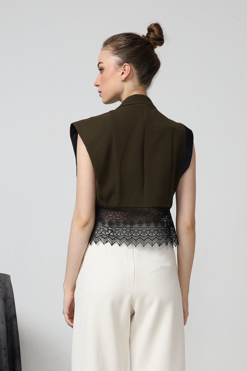 Bloom Et Champs Vest Crop Olive/Celana DT