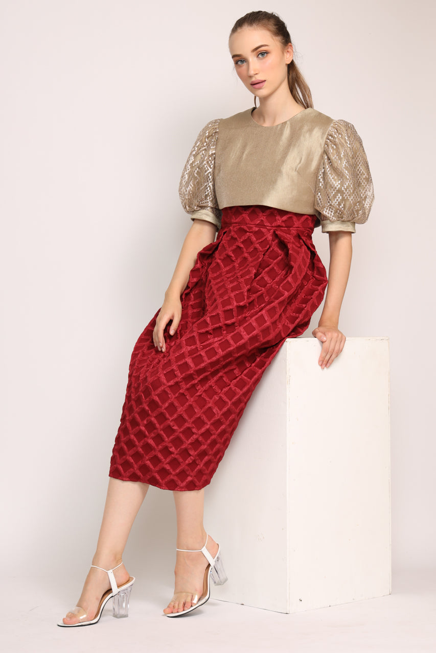 Bloom et Champs Dress Rompi Merah/Emas