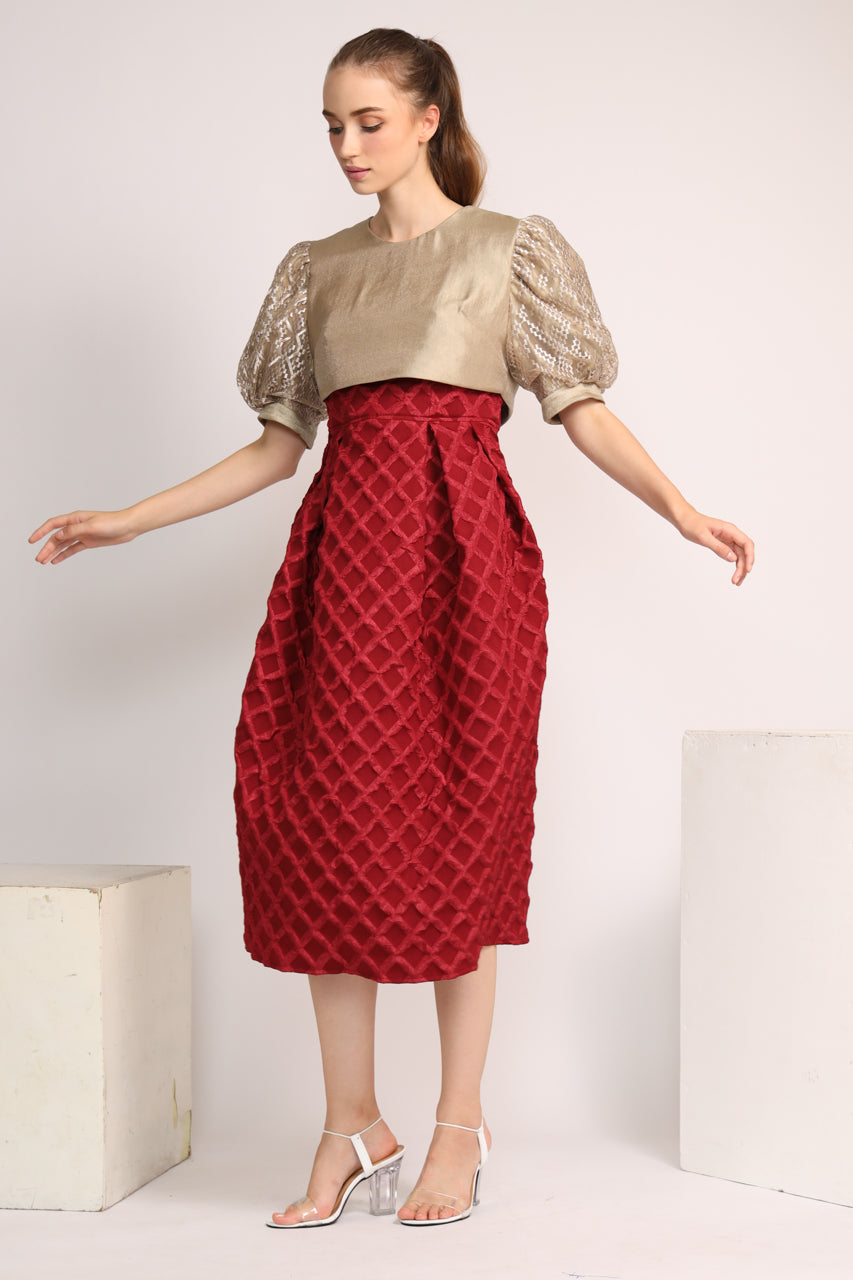 Bloom et Champs Dress Rompi Merah/Emas
