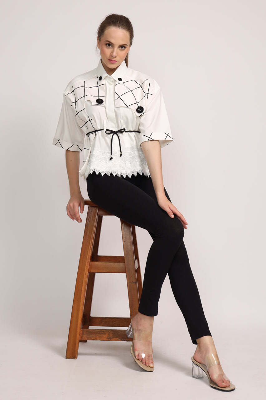 BloometChamps Kemeja Kotak Renda