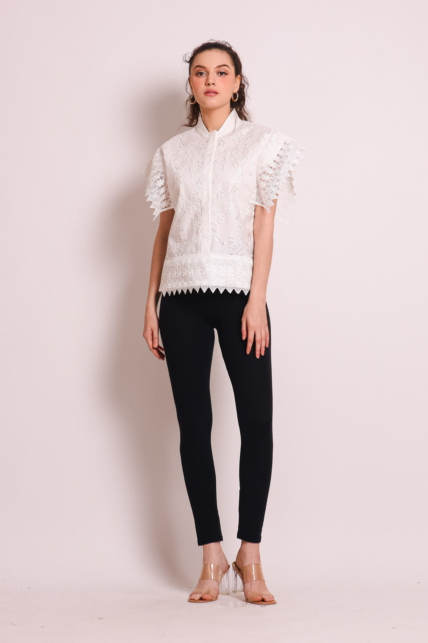 Bloom et Champs Kemeja Tile Renda Putih