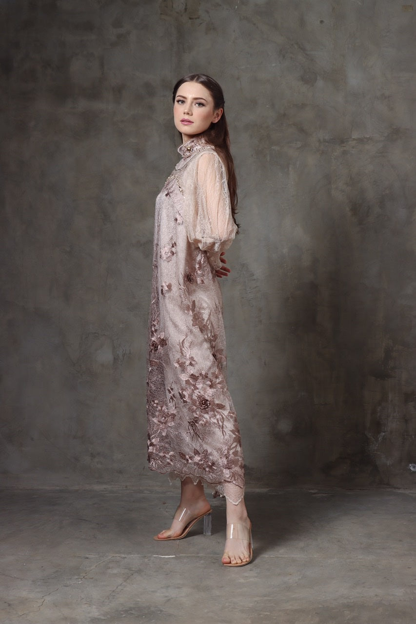 Dress Tile Lengan Panjang Payet