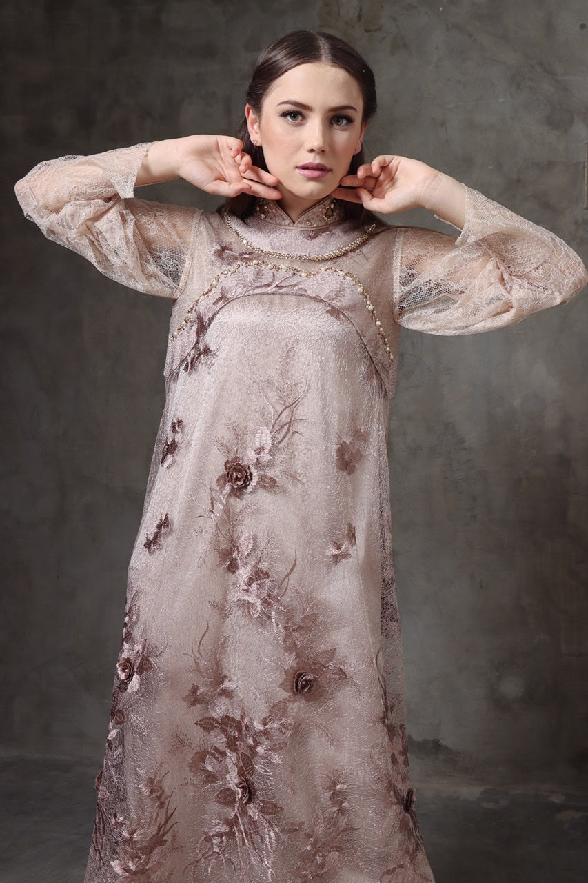 Dress Tile Lengan Panjang Payet