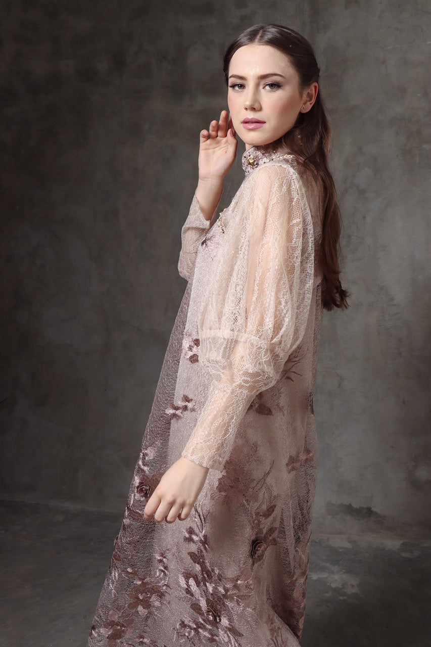 Dress Tile Lengan Panjang Payet