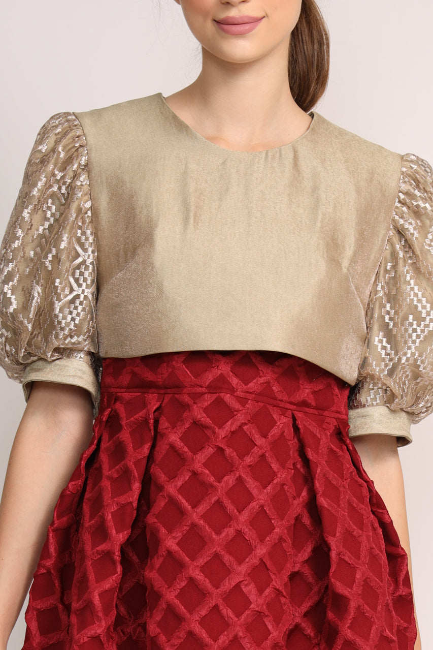 Bloom et Champs Dress Rompi Merah/Emas