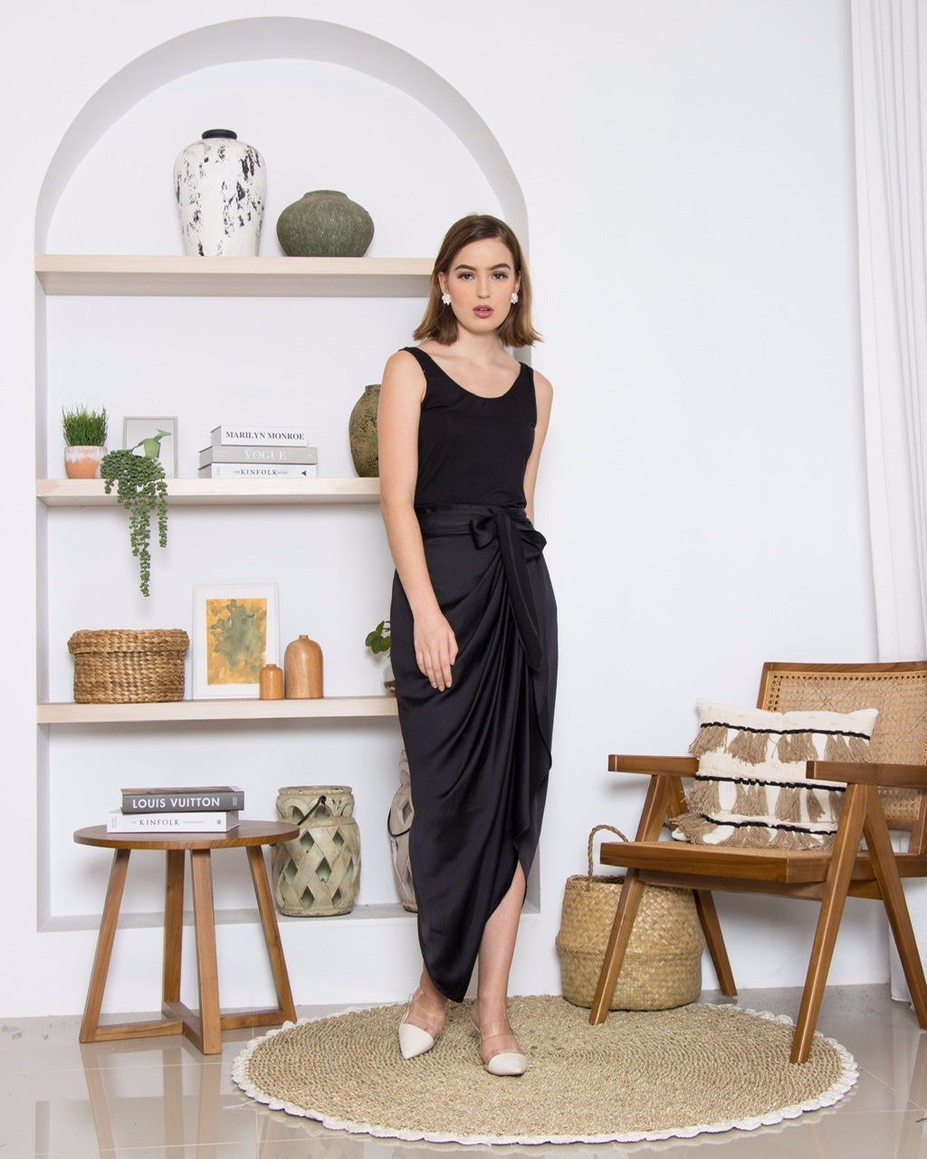 Rok Pleats Tali Saten Crepe