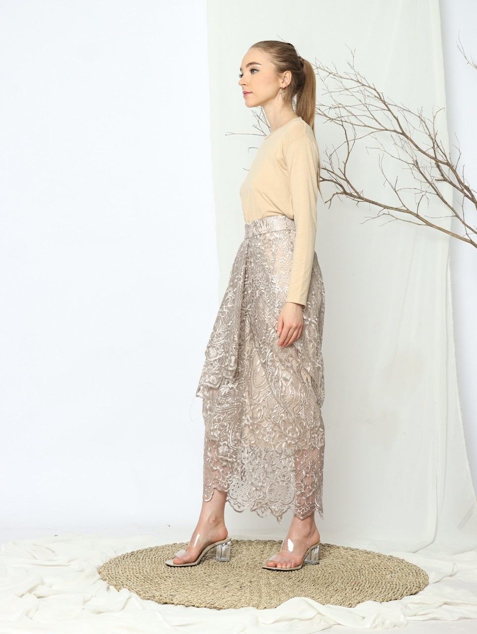 Rok Renda Tile Nude
